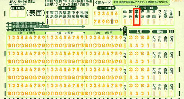 単複のマークシートの書き方