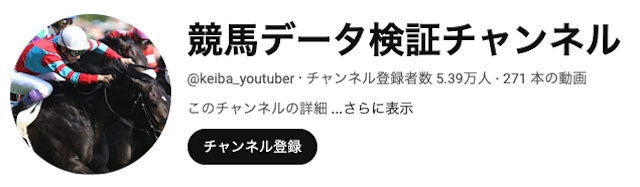 競馬データ検証チャンネルのチャンネルトップ画像