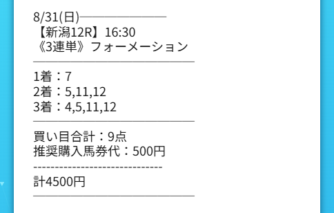 2025年8月31日シンケイバの有料予想「シンギュラリティ」の検証