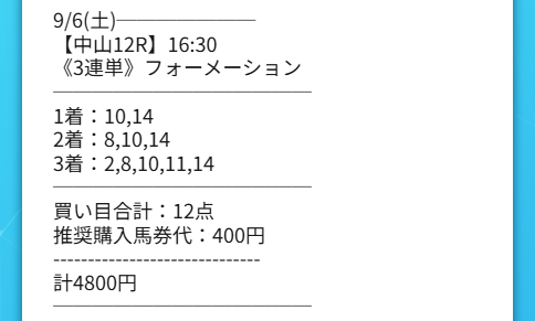2025年9月6日シンケイバの有料予想「アクセラレーター」