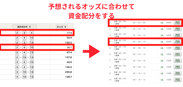 3連複フォーメーションで資金配分を行うことの重要性を紹介する画像