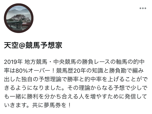 noteの競馬予想家の天空を紹介する画像