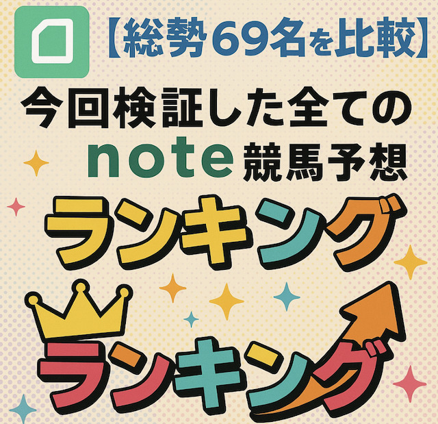 【総勢69名を比較】今回検証した全てのnote競馬予想ランキングの導入画像