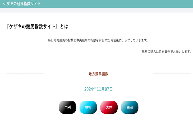 ケザキの競馬指数サイトを紹介する画像