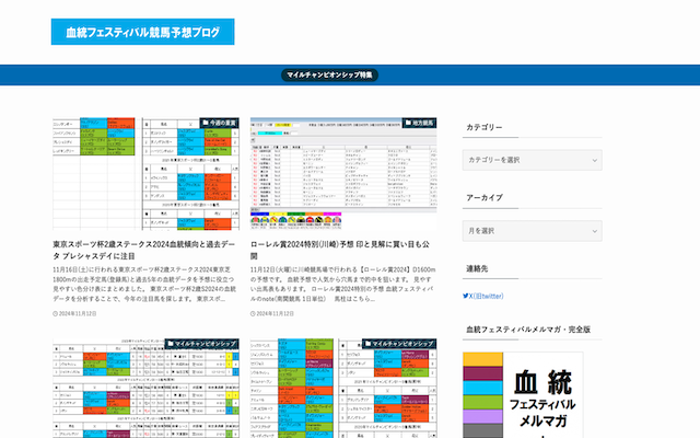 血統フェスティバル競馬予想ブログを紹介する画像