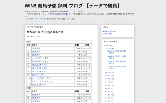 WIN5 競馬予想 無料 ブログ 【データで勝負】を紹介する画像