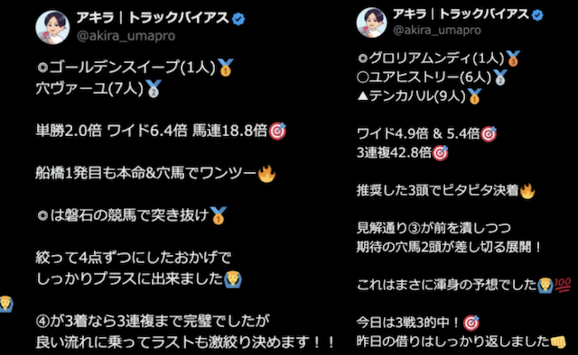 アキラが競馬予想で用いているトラックバイアス理論の実例画像