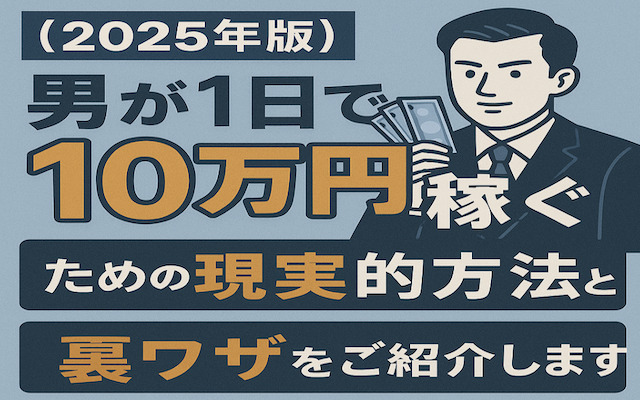 男が1日で10万円稼ぐための現実的な方法を紹介する記事のアイキャッチ画像