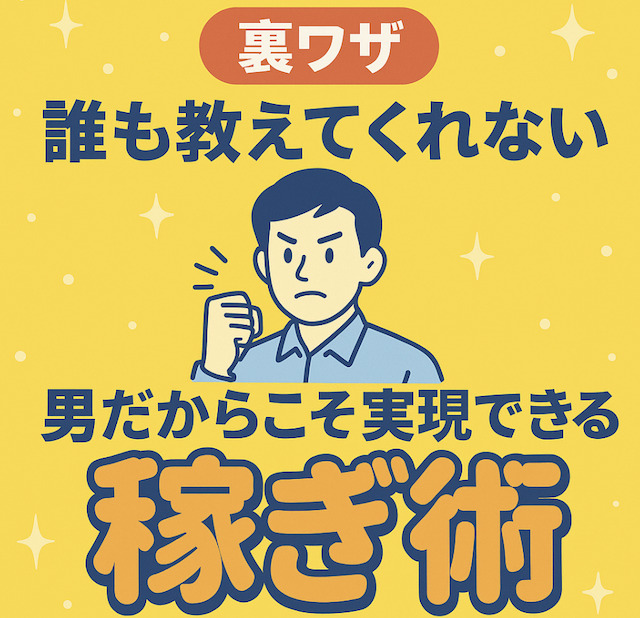 【裏ワザ】誰も教えてくれない男だからこそ実現できる稼ぎ術の導入画像
