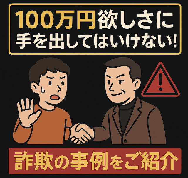 100万円欲しさに手を出してはいけない!詐欺の事例をご紹介の導入画像