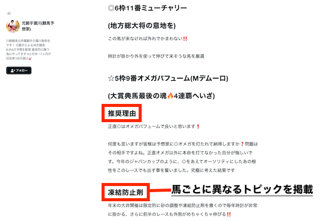 購入した予想の内容