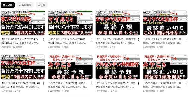 YouTubeチャンネル「IQ150競馬予想」の画像