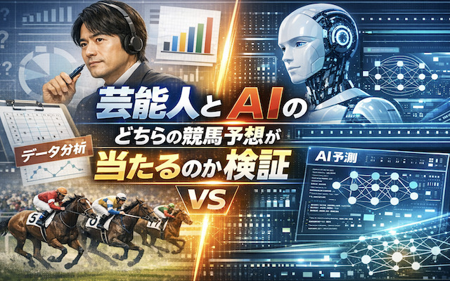 芸能人とAIどちらの競馬予想が当たるか検証した記事のアイキャッチ画像