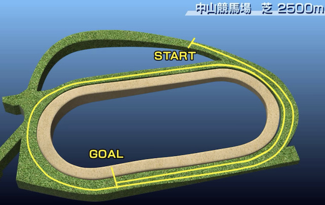 開催競馬場の中山芝2500mの画像