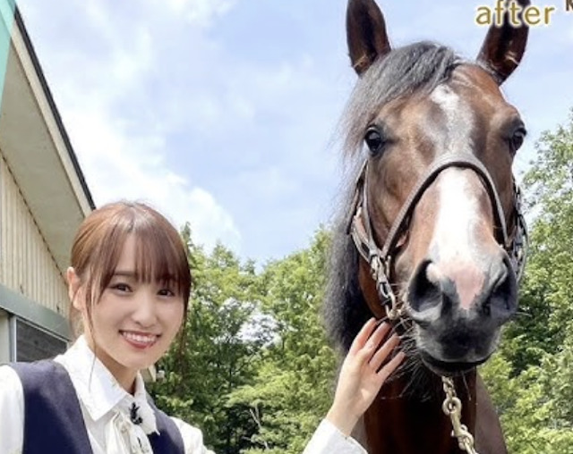 引退馬と交流する画像