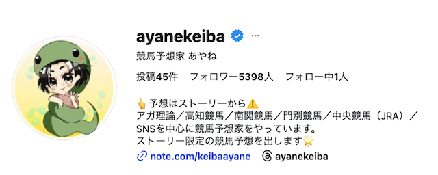 競馬予想家あやねのインスタ1