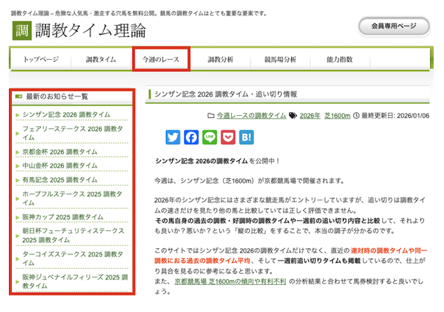 調教タイム理論　追い切りタイム確認方法
