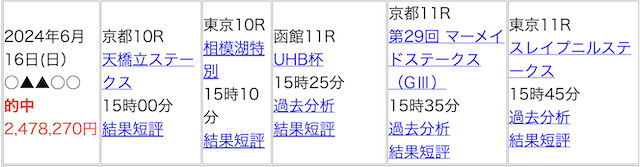 2024年に的中したレースの予想画像