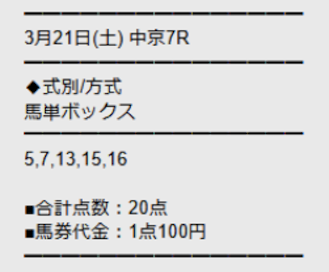 勝馬サプライズULTRA　無料予想の買い目