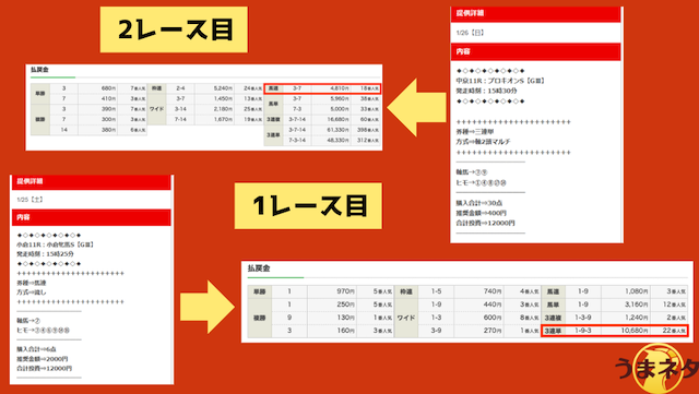 1レース目と2レース目の詳細