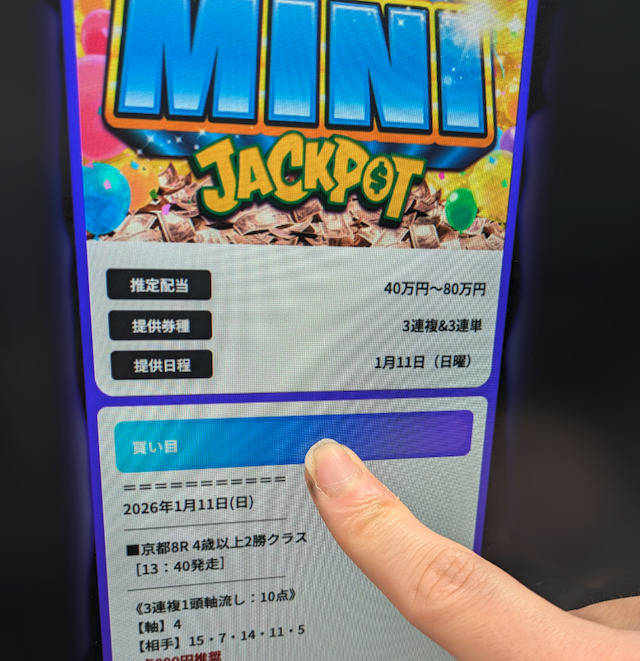 有料予想を実際に購入した際の画像