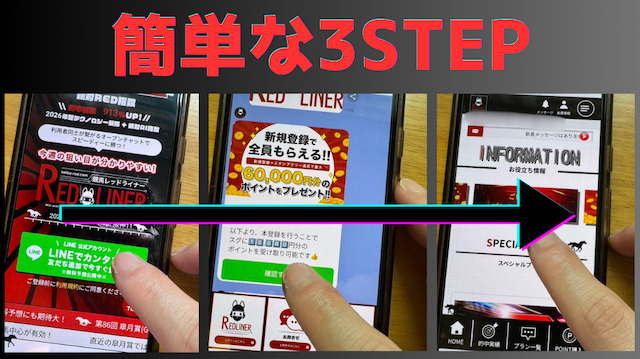 競馬レッドライナーに登録する様子
