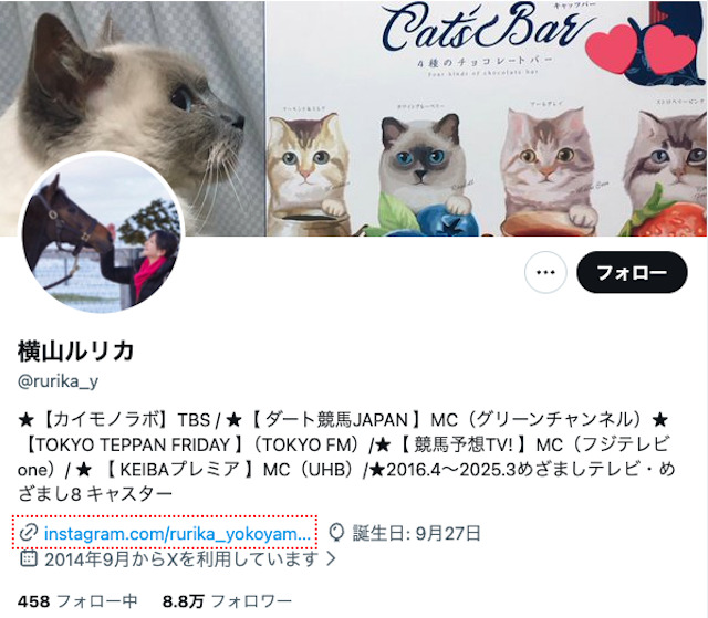 横山ルリカ　Xのプロフィール