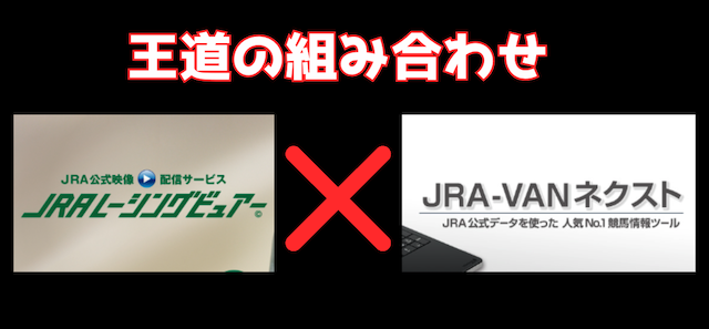 「JRA-VAN NEXT」と「レーシングビュアー」の組み合わせを推奨する画像