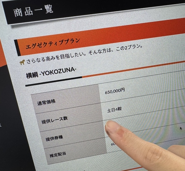 有料予想販売ページの様子