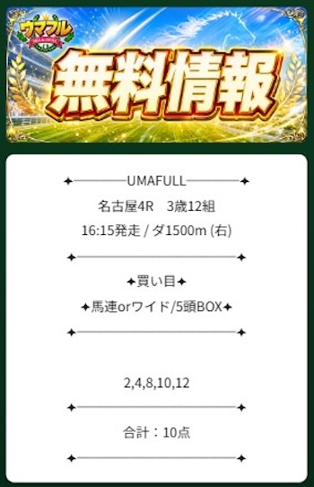 ウマフルの無料予想2026/07/13